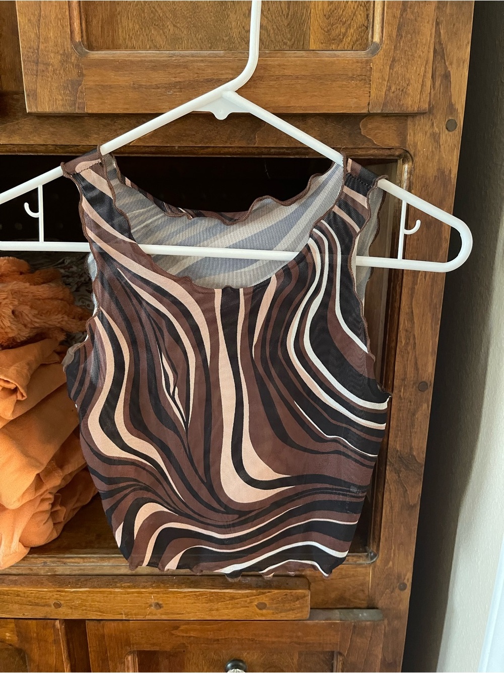 Women’s Brown Swirl Print Sleeveless Top